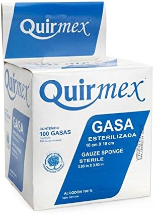 GASA ABSORBENTE ESTÉRIL QUIRMEX 10x10cm CJA C/100 PZAS